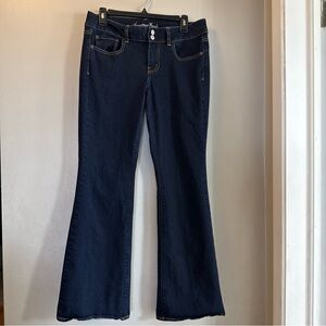 Vintage American Eagle Womens Size 10 Dark Wash Super Stretch Denim Flare Jeans